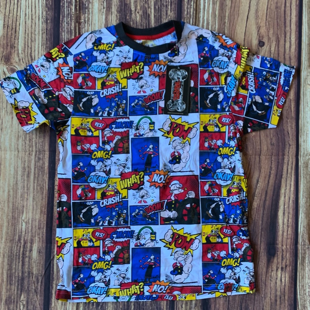 NWT Trouble Maker Men's Short Sleeve Crew Neck "Popeye" Cartoon T-Shirt Size: M